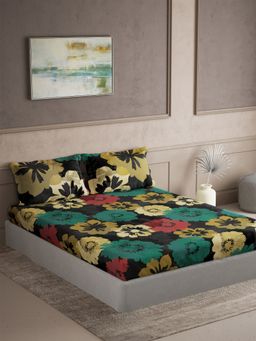 Ddecor Live Beautiful - Cotton Paisley Maxima 180TC King Bedsheet With Pillow Covers - Grey