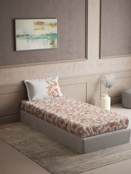 Ddecor Live Beautiful - Cotton Ethnic Radiance 144TC Single Bedsheet With Pillow Cover - Orange