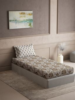 Ddecor Live Beautiful - Cotton Ethnic Radiance 144TC Single Bedsheet With Pillow Cover - Golden