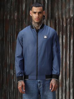 High Star - Men Regular Solid Relaxed Fit Polyester Blue Jacket