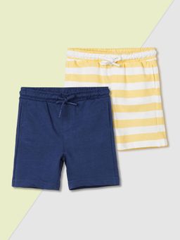 max - Boys Navy and Yellow Assorted Shorts (Pack Of 2)