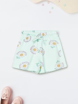 max - Girls Light Green Printed Shorts