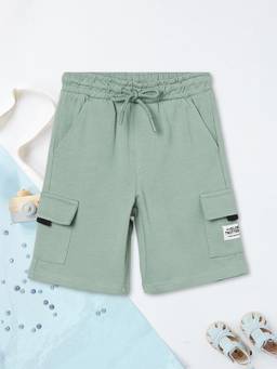 max - Boys Green Solid Cargo Shorts