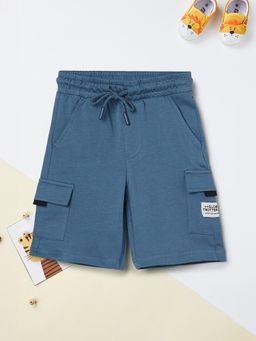 max - Boys Blue Solid Cargo Shorts