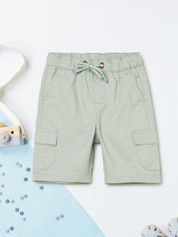 max - Boys Solid Green Cargo Shorts