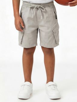 max - Boys Solid Grey Cargo Shorts