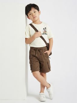max - Boys Solid Brown Cargo Shorts