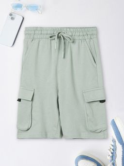 max - Boys Solid Green Cargo Shorts