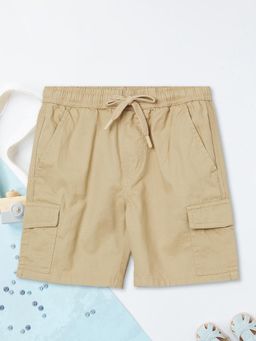 max - Boys Solid Beige Cargo Shorts