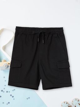 max - Boys Black Solid Cargo Shorts