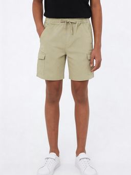 max - Boys Green Solid Cargo Shorts