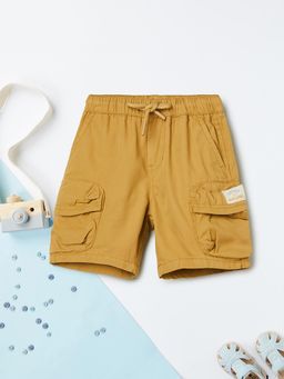 max - Boys Yellow Solid Cargo Shorts