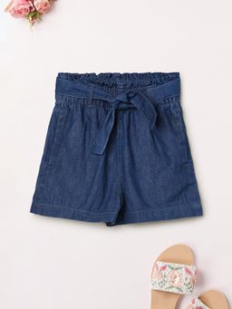 max - Girls Washed Denim Shorts with Belt
