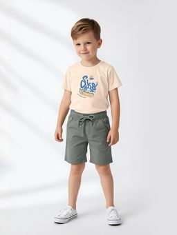 max - Boys Olive Green Solid Shorts