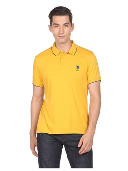 U.S. POLO ASSN. - Men Mustard Tipped Collar Solid Polo T-shirt