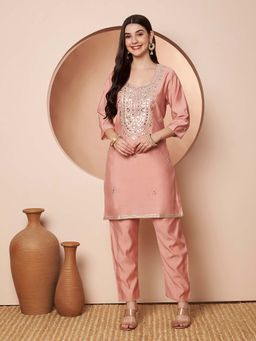 Poshak Hub - Peach Embroidered Kurta and Pant