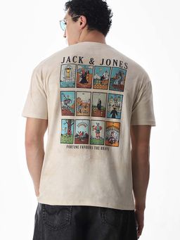Jack & Jones - Men Oversized Beige T-Shirt