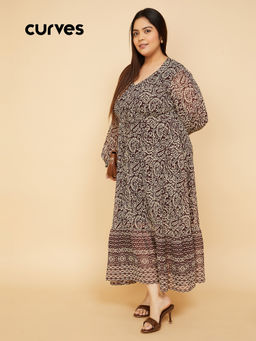 max - Women Maroon Printed A-Line Dress