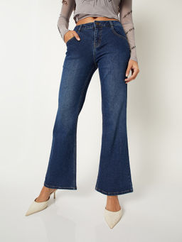 max - Women Blue Washed Kick Bootcut Jeans