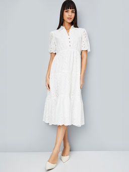 max - Women White Schiffili Tiered Midi Dress