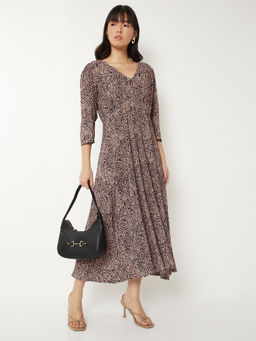 max - Women Brown Printed A-line Dress
