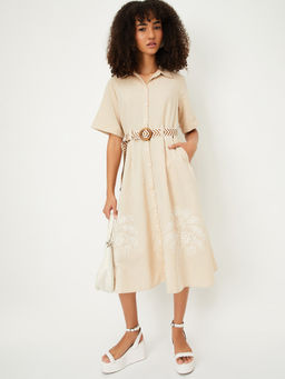 max - Women Kalki Beige Shirt Dress with Belt