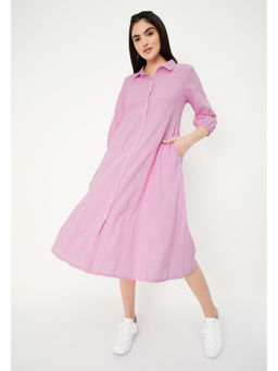 max - Women Lavender Solid Shirt Dress