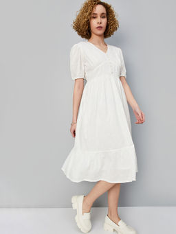 max - Women White Schifilli Midi Dress