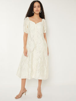 max - Women Off White Kalki Embroidered A-line Midi Dress