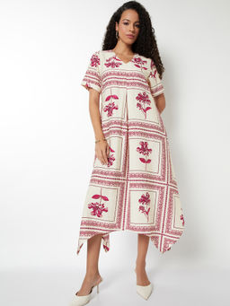 max - Women Off White Floral Print A-line Dress