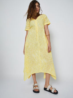 max - Women Yellow Embroidered A-line Dress
