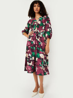max - Women Multi-Color Printed A-line Midi Dress