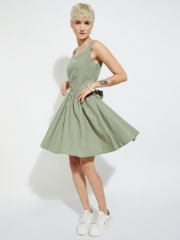 max - Women Green ALAYA Solid A-Line Mini Dress