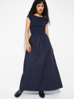 max - Women Navy Blue Solid Maxi Dress