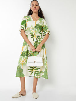 max - Women Off White Printed A-line Dress