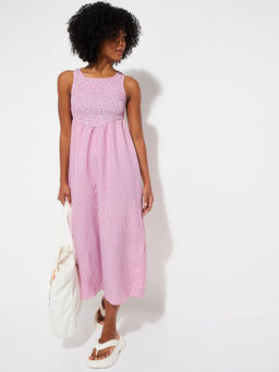 max - Women Pink ALAYA Checked A-line Dress