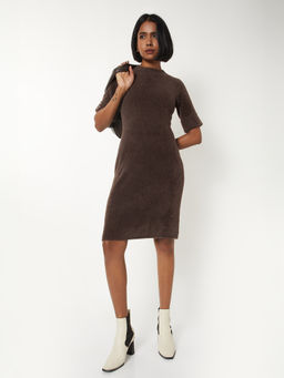 max - Women Brown Knit Bodycon Dress