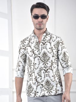 CRIMSOUNE CLUB - Men's Green Print Shirt