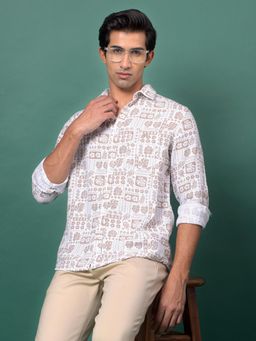 CRIMSOUNE CLUB - Men's Brown Print Shirt