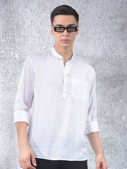 CRIMSOUNE CLUB - Men's White Linen Kurta