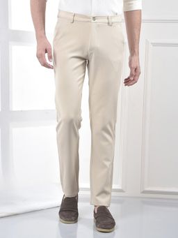 CRIMSOUNE CLUB - Men Beige Korean Fit Trouser
