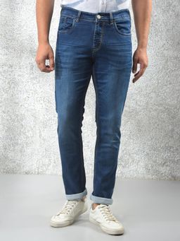 CRIMSOUNE CLUB - Men's Navy Blue Skinny Jeans