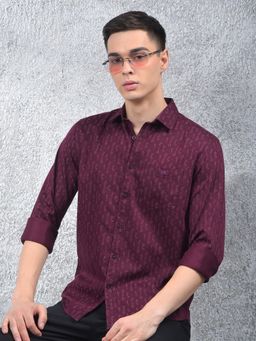 CRIMSOUNE CLUB - Mens Maroon Printed Shirt