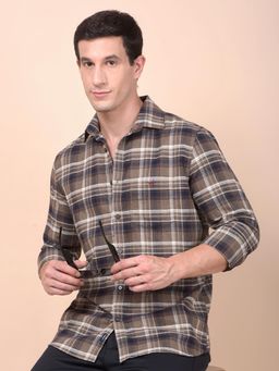 CRIMSOUNE CLUB - Men Brown Checked Shirt