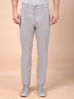 CRIMSOUNE CLUB - Men Grey Solid Regular Fit Casual Trouser