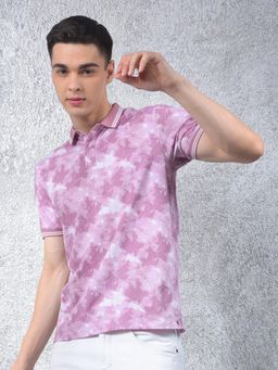 CRIMSOUNE CLUB - Men Pink Printed Polo T-Shirt