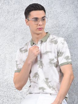 CRIMSOUNE CLUB - Men White Tie & Dye Polo T-shirt