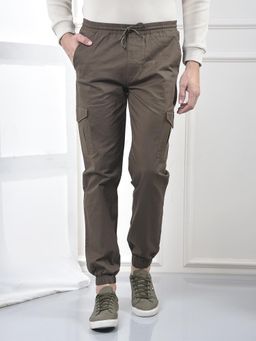 CRIMSOUNE CLUB - Men's Brown Solid Cargo Joggers