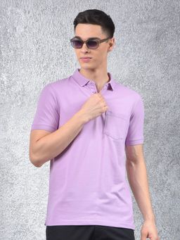 CRIMSOUNE CLUB - Men Purple Solid Casual Polo T-Shirt