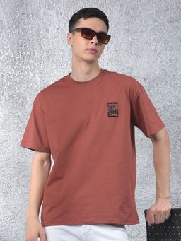 CRIMSOUNE CLUB - Men Rust Printed Casual T-Shirt